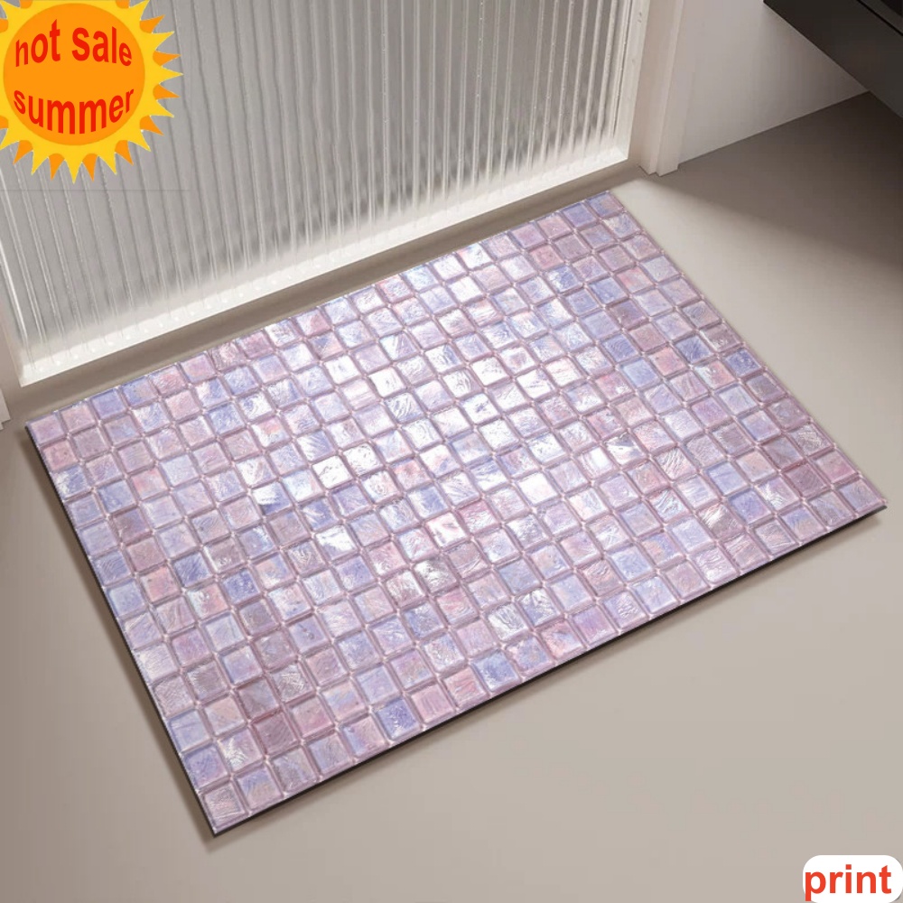 Pink Mosaic Tile Printed Bath  - đánh giá và giá Bar Mat Rubber