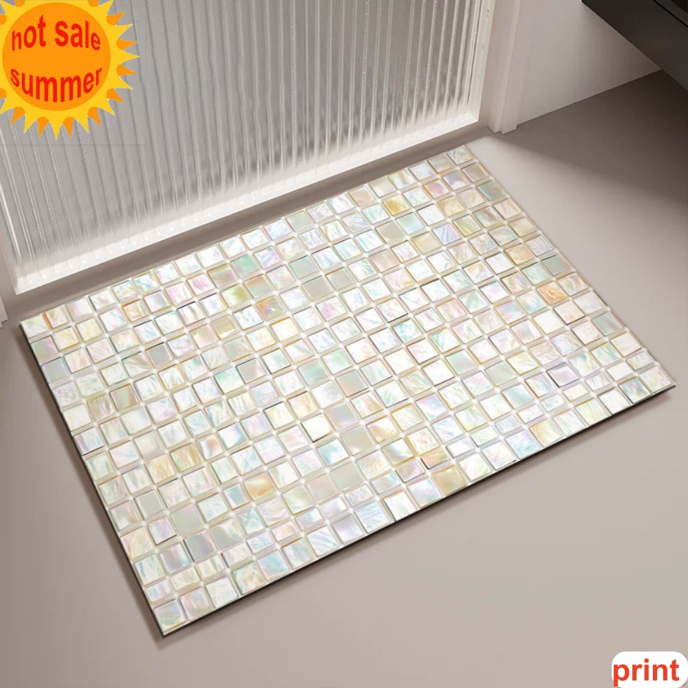 Pink Mosaic Tile Printed Bath  - đánh giá và giá Bar Mat Rubber