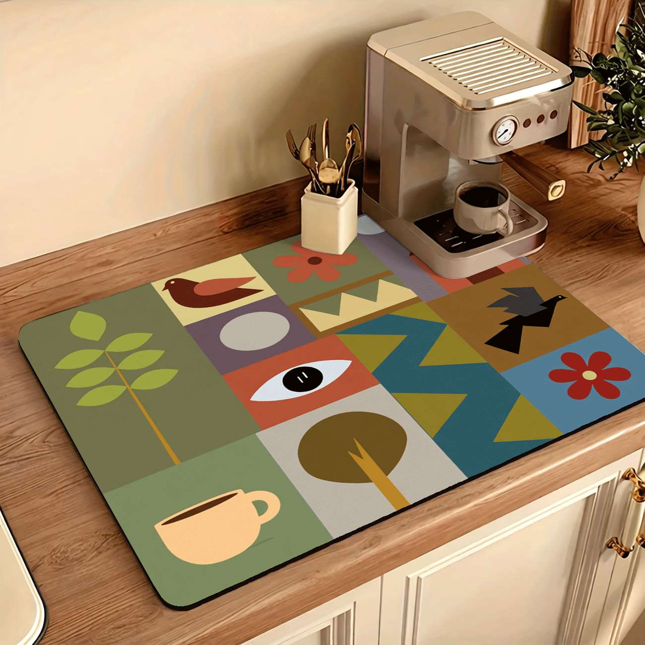 Mid-Century Modern Geometric P - đánh giá và giá Bar Mat Rubber