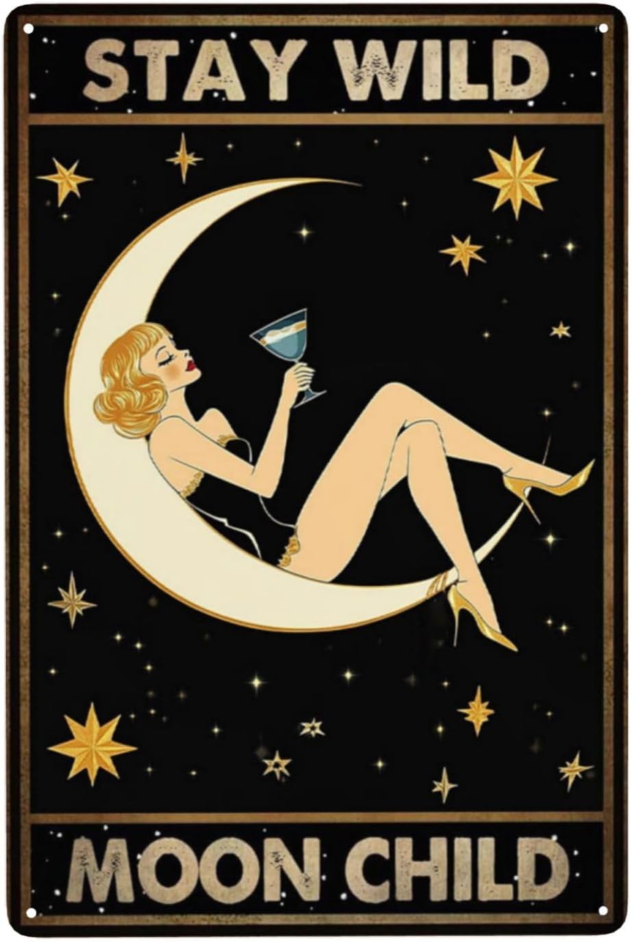 Stay Wild Moon Child Tin Sign  - đánh giá và giá Home Bar Lounge