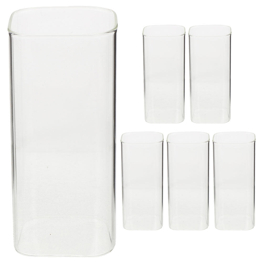 6Pcs Glass Cup Set Clear Squar - đánh giá và giá Home Bar Set